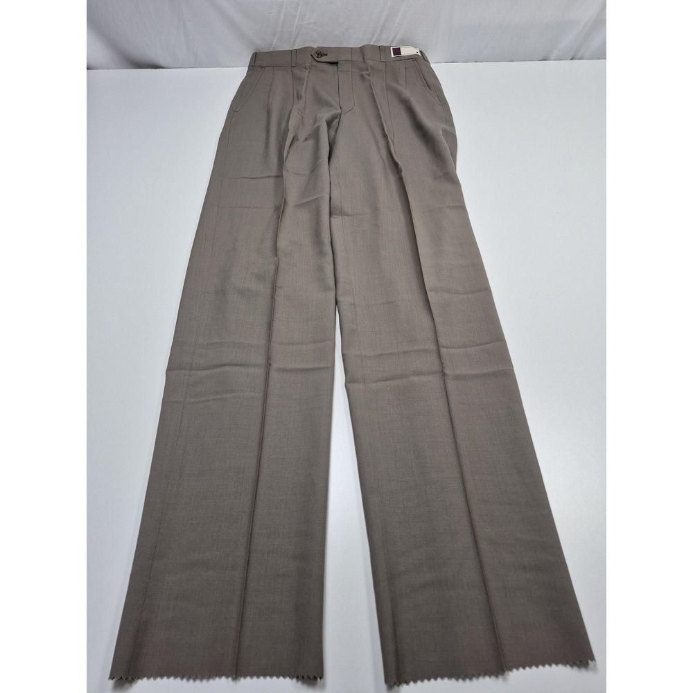 VTG Racquet Club Dress Pants Men's 34x36 Brown Wool Pleated Flannel Unhemmed USA